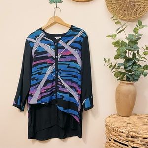 WoodSilks Hand Painted Vintage Silk Button Down Jacket